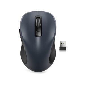 Trueque 2.4GHz Ergonomic Computer Mouse with 3 Adjustable DPI Levels, Page Up & Down Buttons, USB Mouse for Chromebook, PC, Desktop, Notebook, MacBook (Grey)